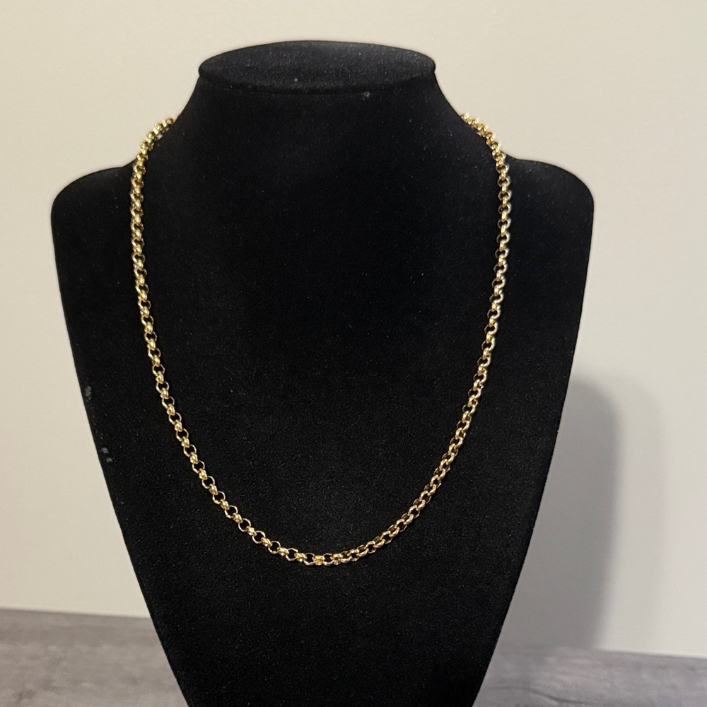 Gold plated stainless steel round link chain necklace